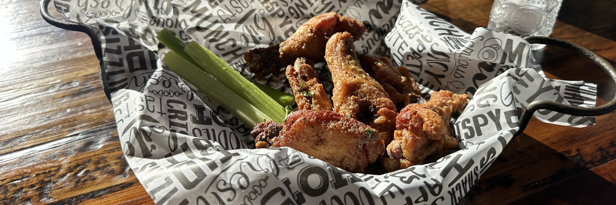 Bone-in chicken wings with celery